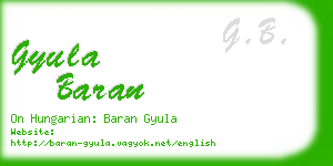 gyula baran business card